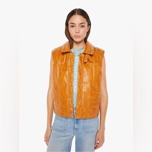 MOTHER Huff and Puff Faux Leather Vest- LG